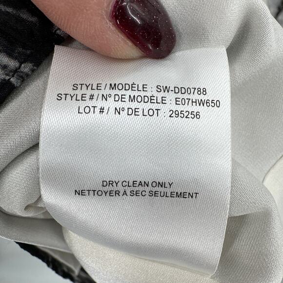 Helmut Lang Annex Printed Pleated Silk Mini Dress Black/Gray Size 6 - Picture 8 of 8